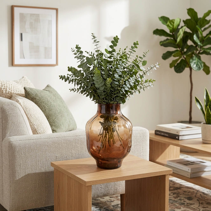 10.5” Modern Glass Vase – Smoke Brown