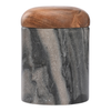 5” Curved Marble Box with Acacia Wood – Stone | Boîte courbée de 5 po en marbre avec acacia - pierre