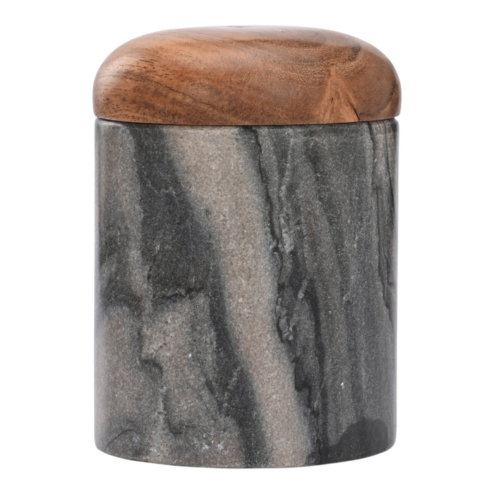 5” Curved Marble Box with Acacia Wood – Stone