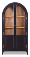 Kort & Co Aeris 36\" Arched Curio Cabinet with Glass Doors – Matte Black and Natural Oak 