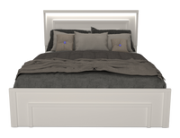 Alpine Panel Bed with Headboard & Frame, LED, Made in Canada, White - Queen Size