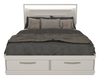 Alpine Platform Storage Bed with Headboard & Frame, LED, Made in Canada, White - Queen Size