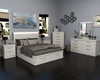 Alpine 5pc Bedroom Set with Storage Bed, Dresser & Mirror, Made in Canada, White - Queen | Ensemble de chambre à coucher Alpine 5 pièces avec lit de rangement, commode, miroir et éclairage, fabriqué au Canada, blanc - grand lit