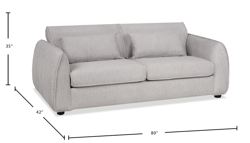 Made in Canada Annex 80” Fabric Condo Sofa with Accent Pillows - Grey