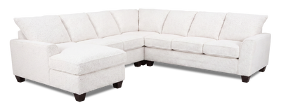 Made in Canada Customizable Sofa Lab Arc 4-Piece Left-Facing Sectional with Chaise - Teddy Snow| Sofa sectionnel de gauche 4 pièces avec fauteuil long personnalisable Arc de Sofa Lab fabriqué au Canada en tissu - Teddy Snow