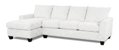 Made in Canada Customizable Sofa Lab Arc Left-Facing Fabric Sofa Chaise - Teddy Snow | Sofa avec fauteuil long de gauche personnalisable Arc de Sofa Lab fabriqué au Canada en tissu - Teddy Snow