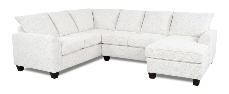 Made in Canada Customizable Sofa Lab Arc 3 Piece Right-Facing Fabric Sectional with Chaise – Teddy Snow