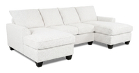 Made in Canada Customizable Sofa Lab Arc Fabric Double Chaise Sectional - Teddy Snow 