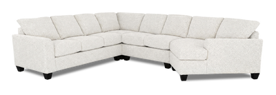 Made in Canada Customizable Sofa Lab Arc 4-Piece Right-Facing Sectional with Cuddler - Teddy Riverrock | Sofa sectionnel de droite 4 pièces avec fauteuil enveloppant personnalisable Arc de Sofa Lab fabriqué au Canada en tissu - Teddy Riverrock