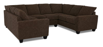 Made in Canada Customizable Sofa Lab Arc U-Shaped Sectional - Teddy Walnut | Sofa sectionnel en U personnalisable Arc de Sofa Lab fabriqué au Canada en tissu - Teddy Walnut
