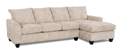 Made in Canada Customizable Sofa Lab Arc Right-Facing Fabric Sofa Chaise  – Plush Parchment | Sofa avec fauteuil long de droite personnalisable Arc de Sofa Lab fabriqué au Canada en tissu - Plush Parchment
