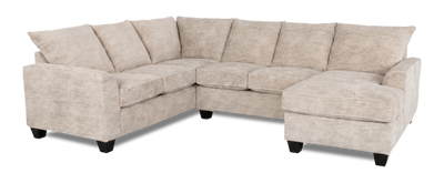 Made in Canada Customizable Sofa Lab Arc 3 Piece Right-Facing Fabric Sectional with Chaise – Plush Parchment | Sofa sectionnel de droite 3 pièces avec fauteuil long personnalisable Arc de Sofa Lab fabriqué au Canada en tissu - Plush Parchment