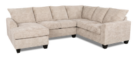 Made in Canada Customizable Sofa Lab Arc 3 Piece Left-Facing Fabric Sectional with Chaise - Plush Parchment 