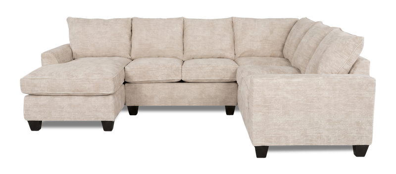 Made in Canada Customizable Sofa Lab Arc 3 Piece Left-Facing Fabric Sectional with Chaise - Plush Parchment