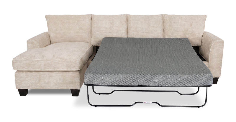 Made in Canada Customizable Sofa Lab Arc Fabric Left-Facing Sofabed Sectional - Plush Parchment