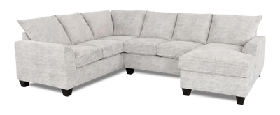 Made in Canada Customizable Sofa Lab Arc 3 Piece Right-Facing Fabric Sectional with Chaise – Plush Oyster | Sofa sectionnel de droite 3 pièces avec fauteuil long personnalisable Arc de Sofa Lab fabriqué au Canada en tissu - Plush Oyster