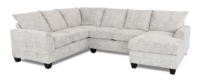 Made in Canada Customizable Sofa Lab Arc 3 Piece Right-Facing Fabric Sectional with Chaise – Plush Oyster