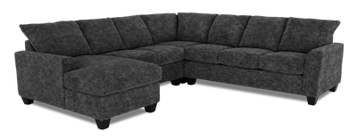 Made in Canada Customizable Sofa Lab Arc 4-Piece Left-Facing Sectional with Chaise - Plush Charcoal   | Sofa sectionnel de gauche 4 pièces avec fauteuil long personnalisable Arc de Sofa Lab fabriqué au Canada en tissu - Plush Charcoal