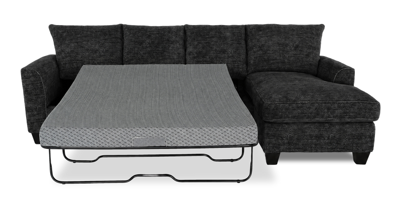 Made in Canada Customizable Sofa Lab Arc Fabric Right-Facing Sofabed Sectional - Plush Charcoal 