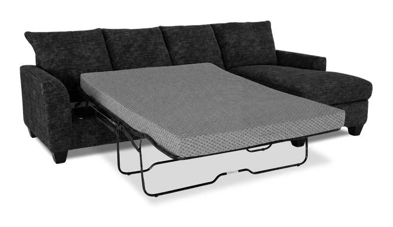 Made in Canada Customizable Sofa Lab Arc Fabric Right-Facing Sofabed Sectional - Plush Charcoal 