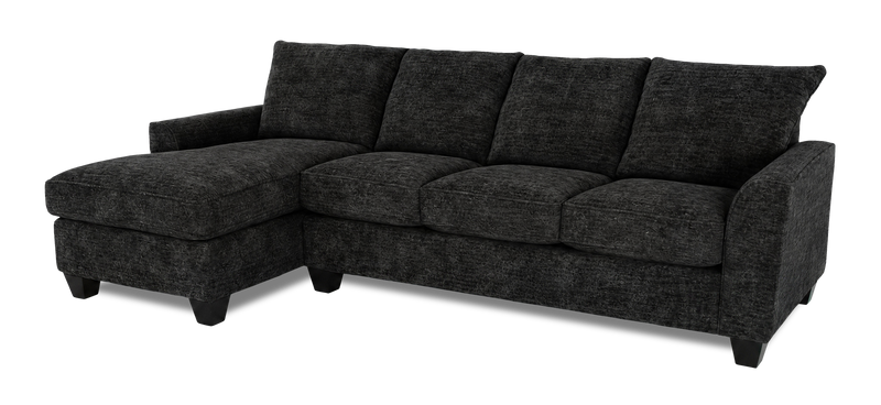 Made in Canada Customizable Sofa Lab Arc Fabric Left-Facing Sofabed Sectional - Plush Charcoal 