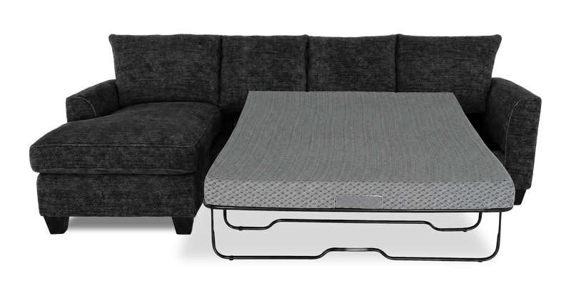 Made in Canada Customizable Sofa Lab Arc Fabric Left-Facing Sofabed Sectional - Plush Charcoal 