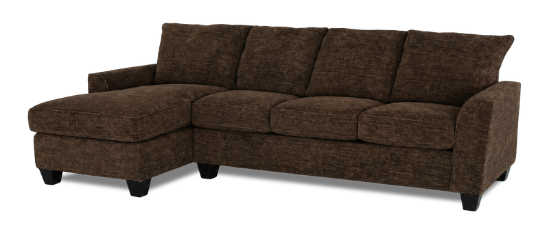 Made in Canada Customizable Sofa Lab Arc Left-Facing Fabric Sofa Chaise - Plush Chocolate