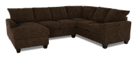 Made in Canada Customizable Sofa Lab Arc 3 Piece Left-Facing Fabric Sectional with Chaise - Plush Chocolate