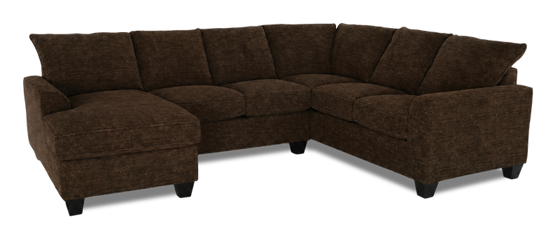 Made in Canada Customizable Sofa Lab Arc 3 Piece Left-Facing Fabric Sectional with Chaise - Plush Chocolate