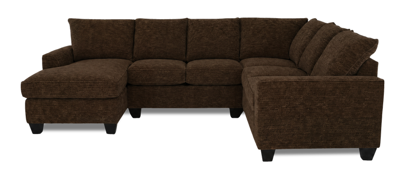 Made in Canada Customizable Sofa Lab Arc 3 Piece Left-Facing Fabric Sectional with Chaise - Plush Chocolate