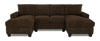 Made in Canada Customizable Sofa Lab Arc Fabric Double Chaise Sectional - Plush Chocolate | Sofa sectionnel avec deux fauteuils longs personnalisable Arc de Sofa Lab fabriqué au Canada en tissu - Plush Chocolate