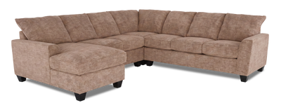 Made in Canada Customizable Sofa Lab Arc 4-Piece Left-Facing Sectional with Chaise - Chenille Praline | Sofa sectionnel de gauche 4 pièces avec fauteuil long personnalisable Arc de Sofa Lab fabriqué au Canada en tissu - Chenille Praline