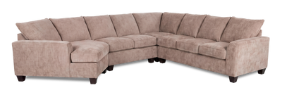 Made in Canada Customizable Sofa Lab Arc 4-Piece Left-Facing Sectional with Cuddler - Chenille Praline | Sofa sectionnel de gauche 4 pièces avec fauteuil enveloppant personnalisable Arc de Sofa Lab fabriqué au Canada en tissu - Chenille Praline