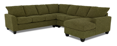 Made in Canada Customizable Sofa Lab Arc 4-Piece Right-Facing Sectional with Chaise - Chenille Moss | Sofa sectionnel de droite 4 pièces avec fauteuil long personnalisable Arc de Sofa Lab fabriqué au Canada en tissu - Chenille Moss