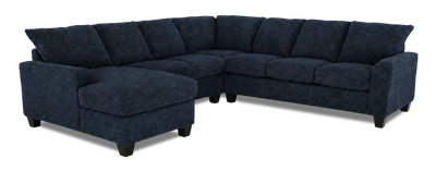 Made in Canada Customizable Sofa Lab Arc 4-Piece Left-Facing Sectional with Chaise - Chenille Pacific | Sofa sectionnel de gauche 4 pièces avec fauteuil long personnalisable Arc de Sofa Lab fabriqué au Canada en tissu - Chenille Pacific