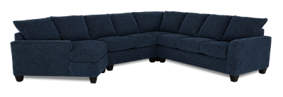 Made in Canada Customizable Sofa Lab Arc 4-Piece Left-Facing Sectional with Cuddler - Chenille Pacific | Sofa sectionnel de gauche 4 pièces avec fauteuil enveloppant personnalisable Arc de Sofa Lab fabriqué au Canada en tissu - Chenille Pacific