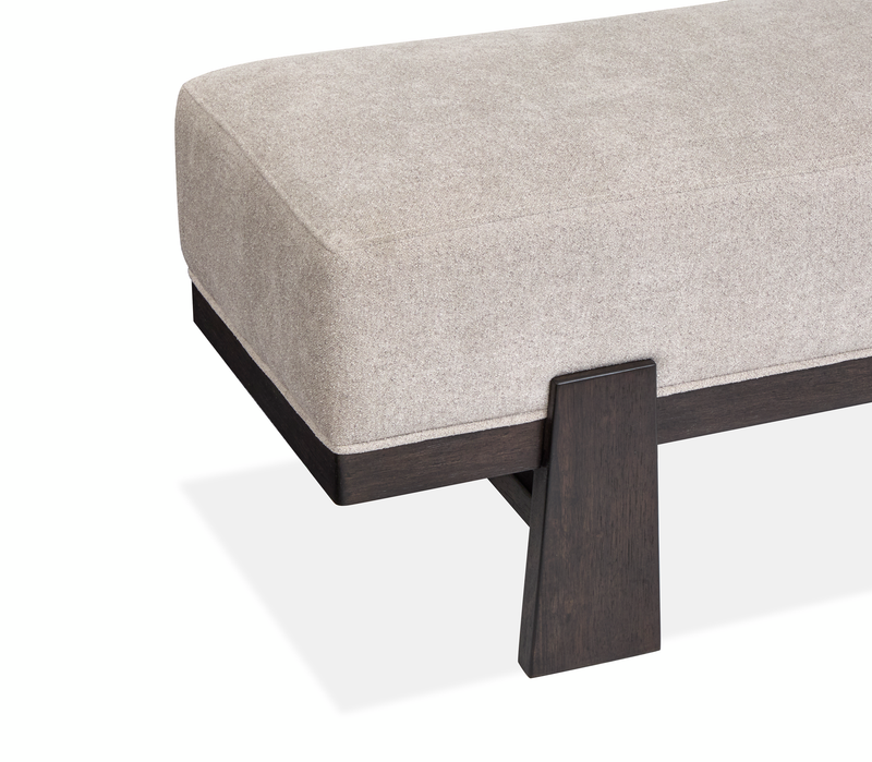Arden Dining Bench with Cushion Fabric Seat, Wood, 47.24\"W - Espresso Brown/Beige