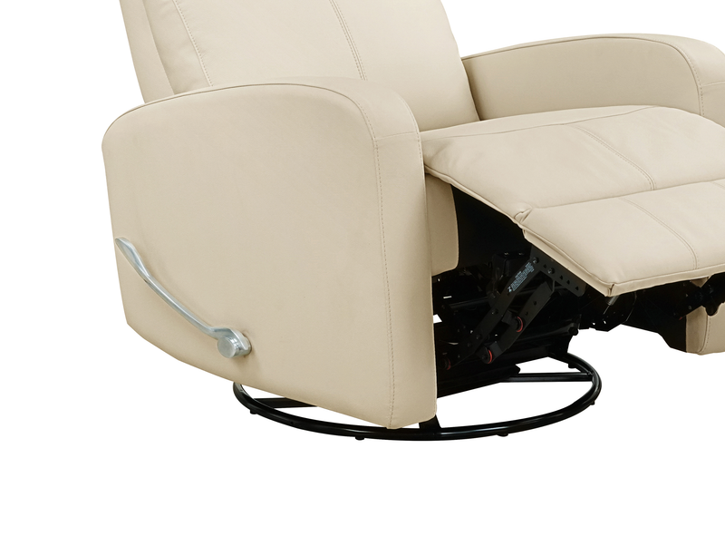 Asher 31.5\" Genuine Leather Swivel Glider Reclining Chair – Beige