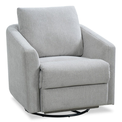 Cindy Crawford Home Aspen 33.5" Fabric Swivel Power Reclining Chair with Power Footrest - Silver | Fauteuil pivotant à inclinaison électrique Aspen de Cindy Crawford Home de 33,5 po en tissu avec repose-pieds électrique - argenté