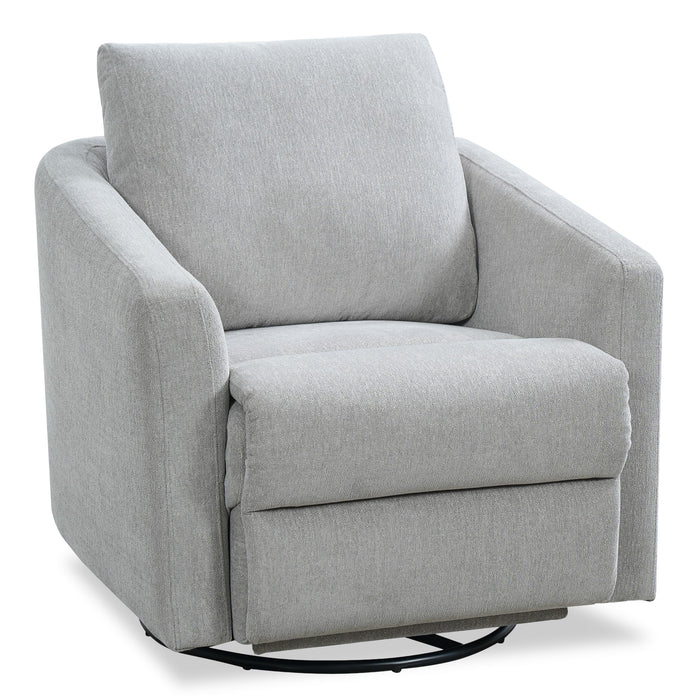 Cindy Crawford Home Aspen 33.5\" Fabric Swivel Power Reclining Chair with Power Footrest - Silver