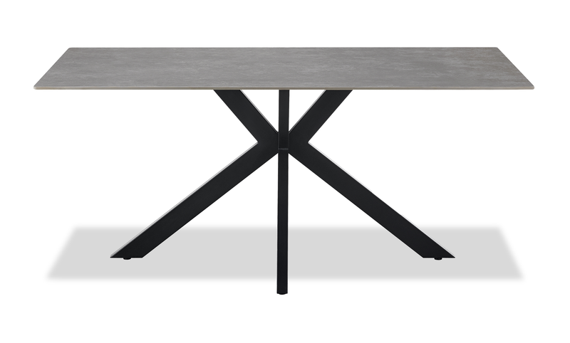 Atlas 7pc Dining Set with Table & 6 Chairs, Sintered Stone & Metal, 71\"W - Grey/Black