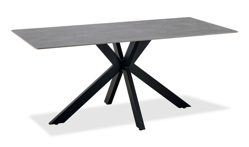 Atlas Dining Table with Sintered Stone Top, 71\"W, Metal - Grey/Black