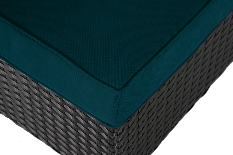 Barbados Armless Outdoor Patio Chair - Hand-Woven Resin Wicker, UV & Weather Resistant - Black/Blue
