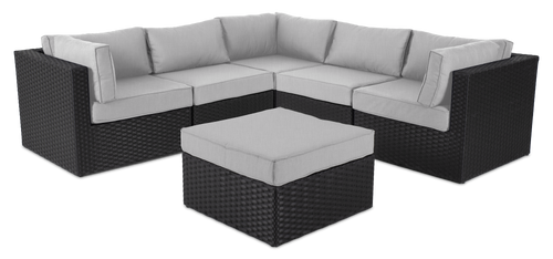 Barbados 6-Piece Patio Set with Ottoman – Grey 