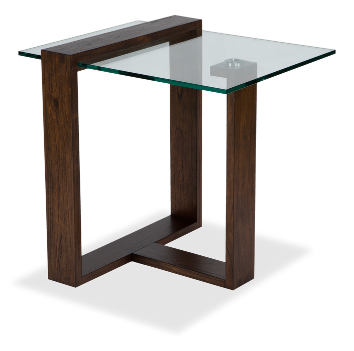 Bartley 40” Rectangular End Table with Glass Top – Acorn