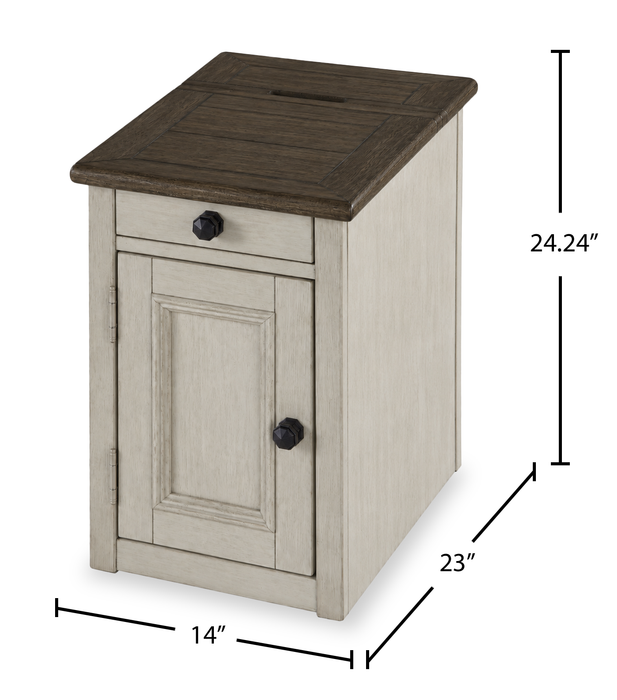 Baxter 14” Country-Style Chairside Table with Storage – Mocha