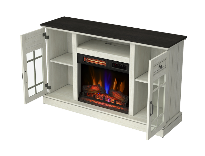 Brighton 54” Contemporary Electric Fireplace TV Stand for TVs up to 58” – Fairfax Oak