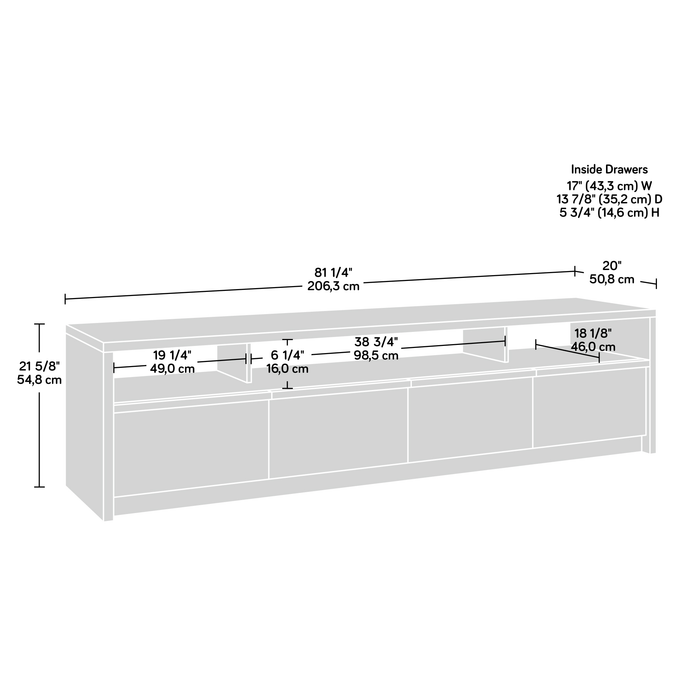 Bromley 81” 2-Piece TV Stand with Credenza for TVs up to 90” – Raven Oak