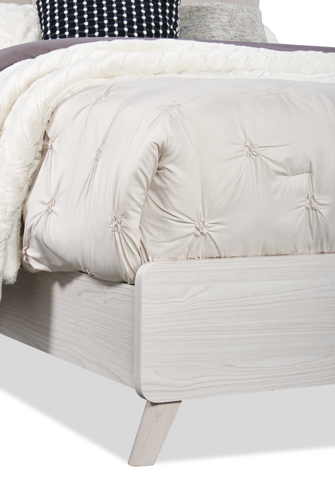 Cami Panel Bed with Fabric Headboard & Frame, Grey Oak - Queen Size