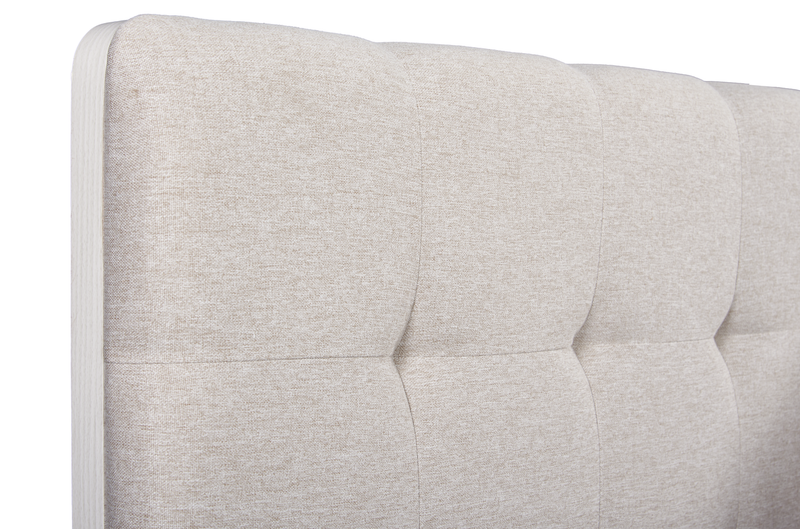 Cami Panel Bed with Fabric Headboard & Frame, Grey Oak - Queen Size